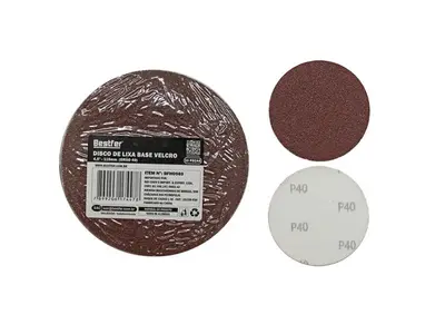 DISCO DE LIXA BASE VELCRO 115MM GRAO 40 - 10PCS