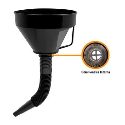 FUNIL PLASTICO COM BICO FLEXIVEL C/PENEIRA 4POL - 3/4POL
