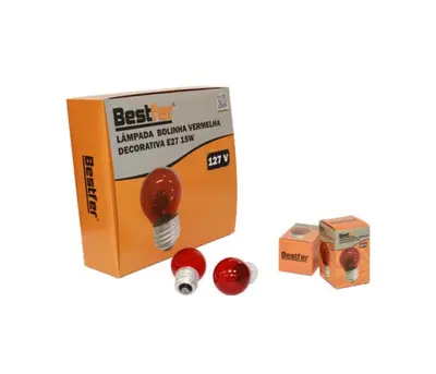 LAMPADA BOLINHA VERMELHA DECORATIVA E27 15W 127V