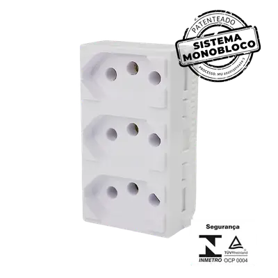 MODULO 3 TOMADAS 10A 250V~ MONOBLOCO I9