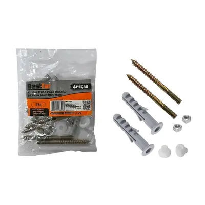 PARAFUSO PARA FIXACAO DE VASO SANITARIO 75MM KIT 4PCS