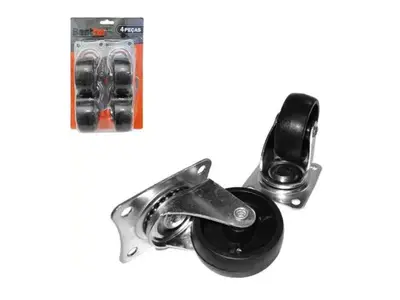 RODIZIO GIRATORIO PRETO 2POL KIT 4PCS
