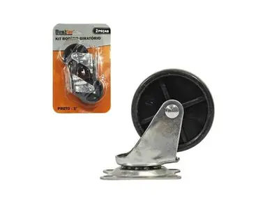 RODIZIO GIRATORIO PRETO - 3POL KIT 2PCS