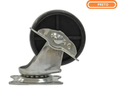 RODIZIO GIRATORIO PRETO C/FREIO - 2 1/2POL